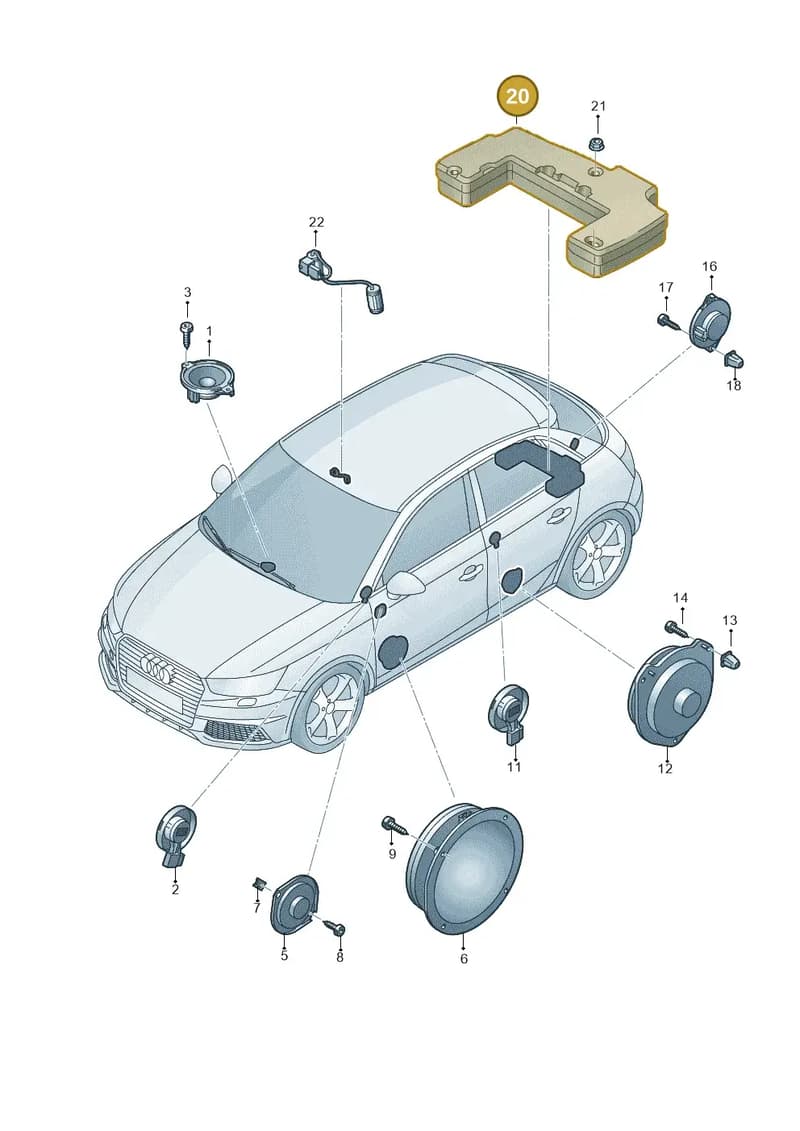 8X0035412A — Audi A1 Sportback (2014-2018) diagram 792035360, position 20
