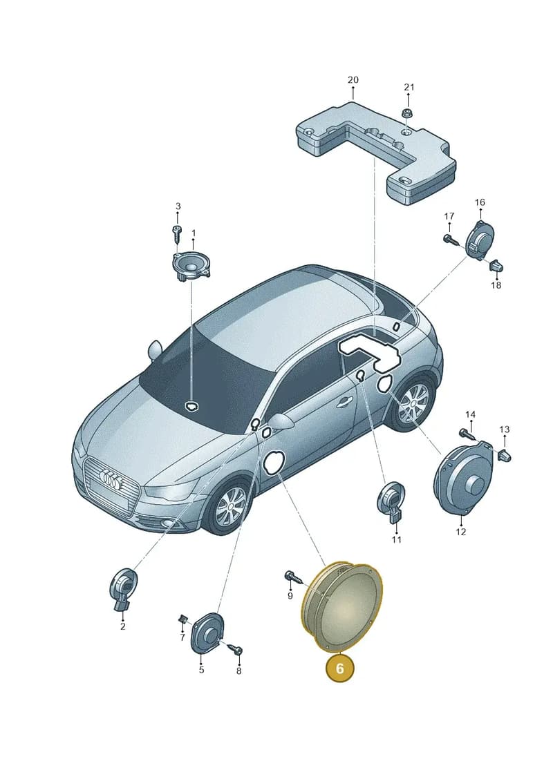8X0035415D — Audi A1 Sportback (2010-2015) diagram 708035350, position 6