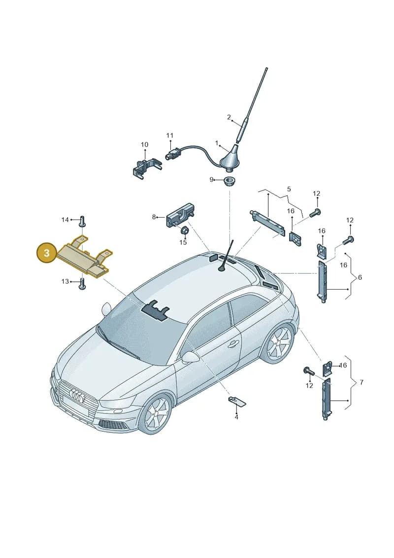 8X0035503A — Audi A1 Sportback (2014-2018) diagram 792035100, position 3