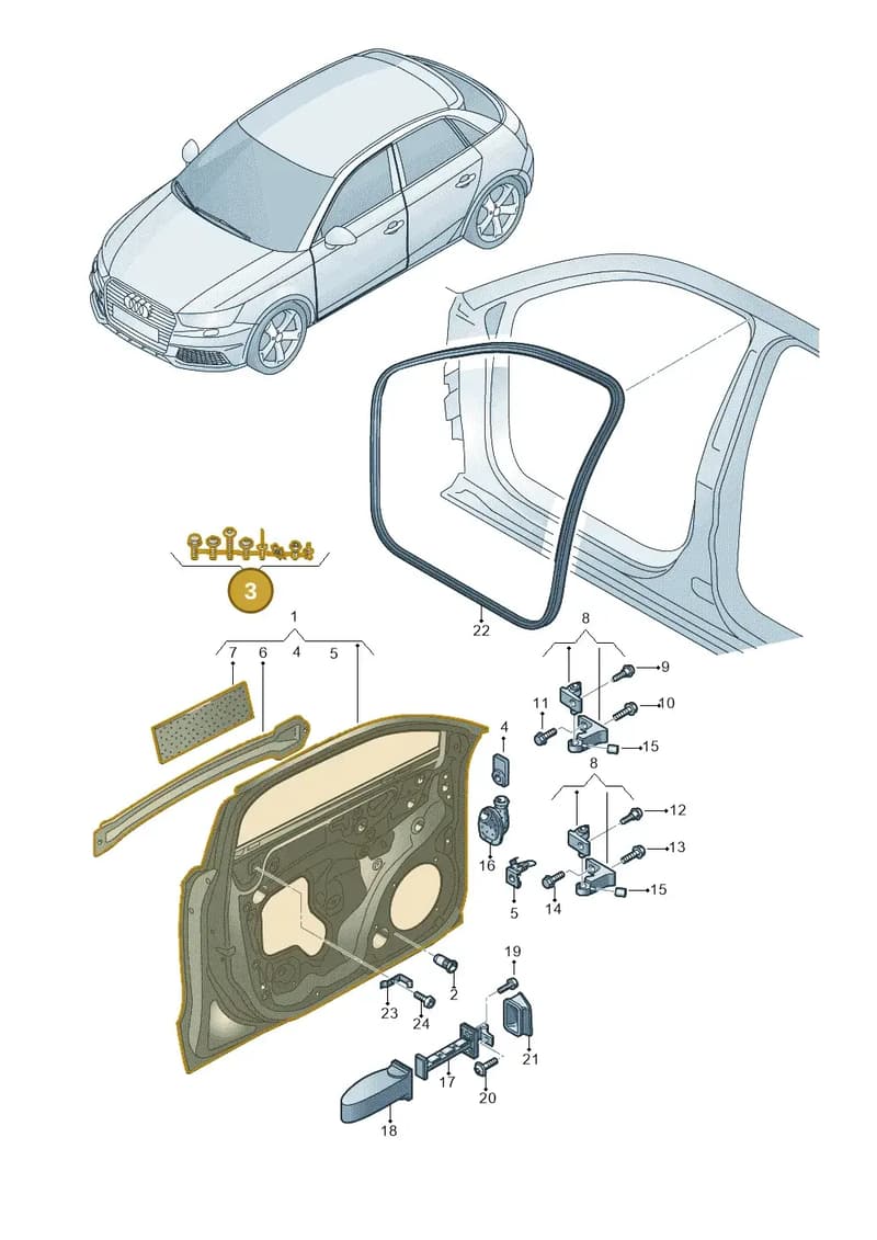 8X0098619B — Audi A1 Sportback (2014-2018) diagram 792831150, position 3