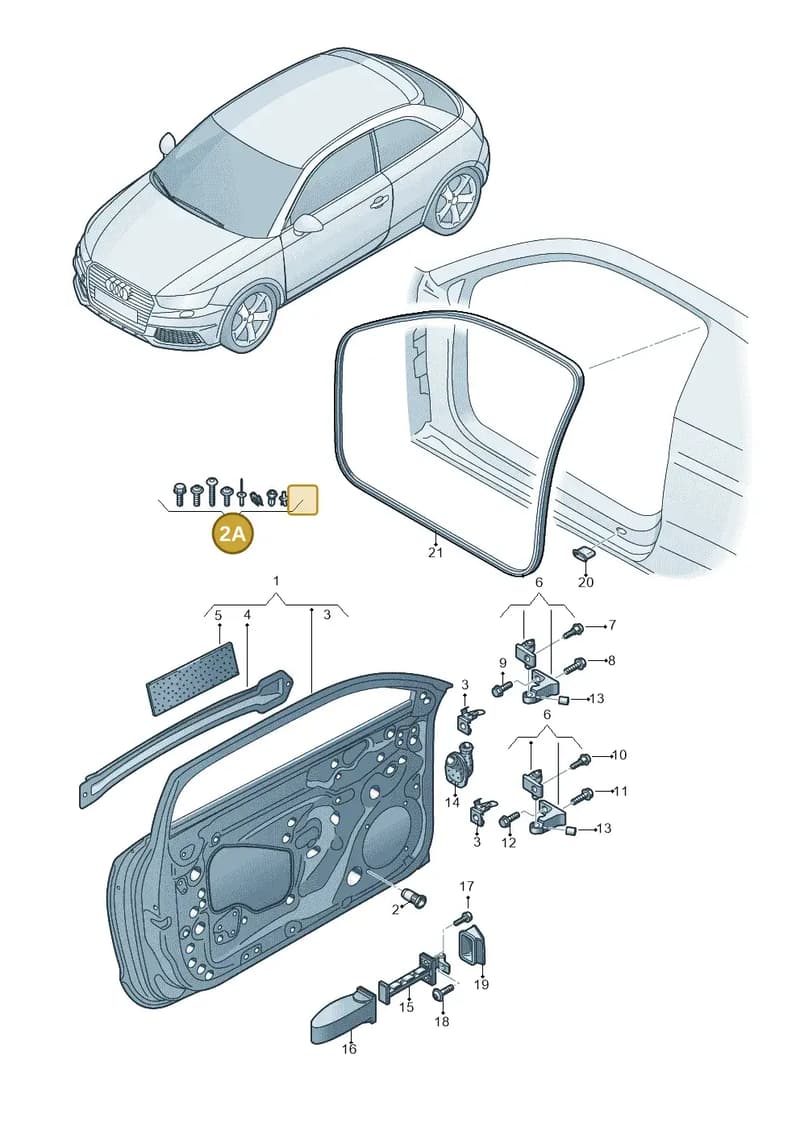 8X0098619B — Audi A1 Sportback (2014-2018) diagram 792831100, position 2A