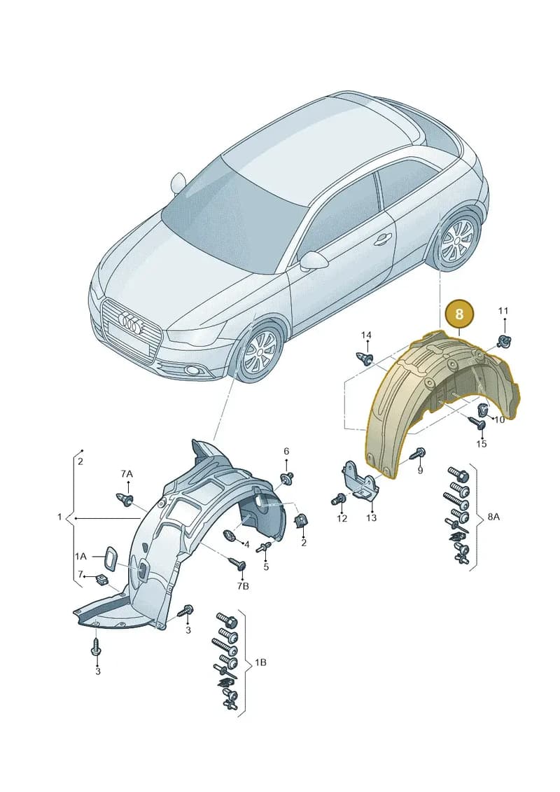 8X0810972P — Audi A1 Sportback (2014-2018) diagram 708821500, position 8