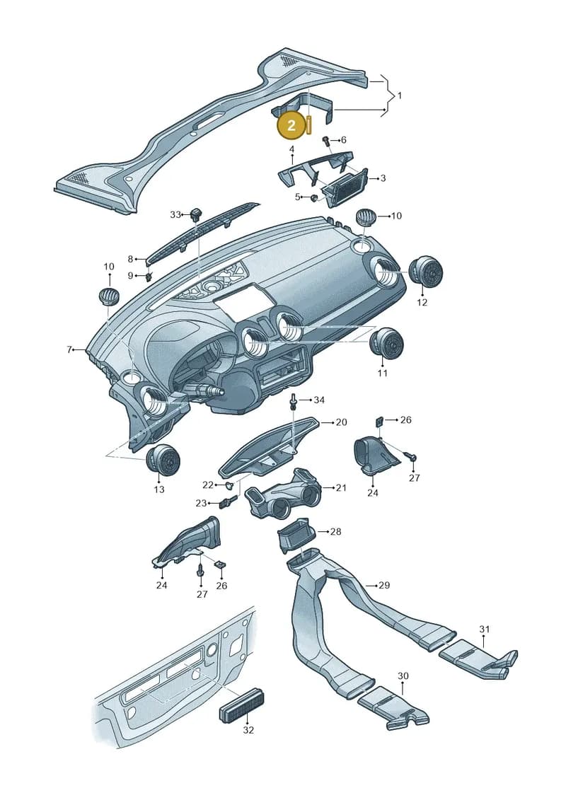 8X0819124 — Audi A1 Sportback (2014-2018) diagram 708819300, position 2