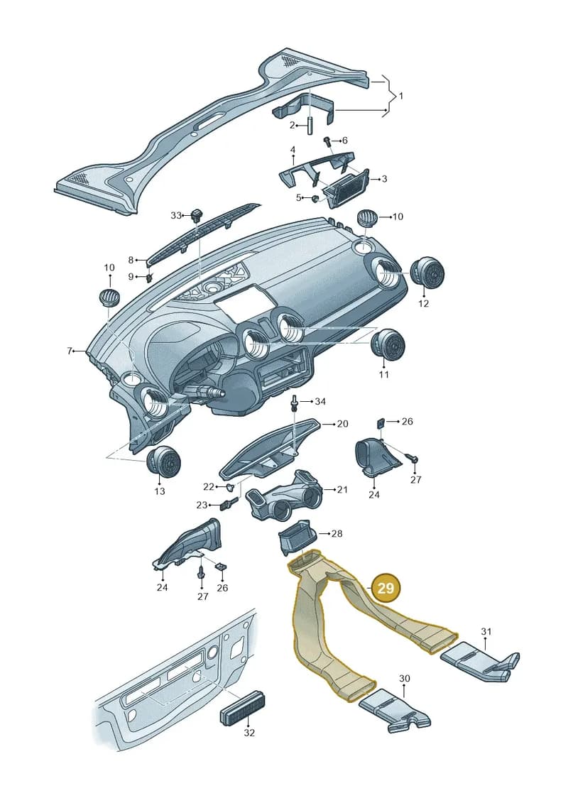 8X0819803 — Audi A1 Sportback (2014-2018) diagram 708819300, position 29