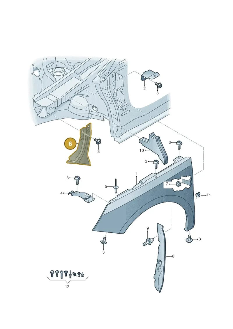 8X0821136A — Audi A1 Sportback (2014-2018) diagram 708821000, position 6