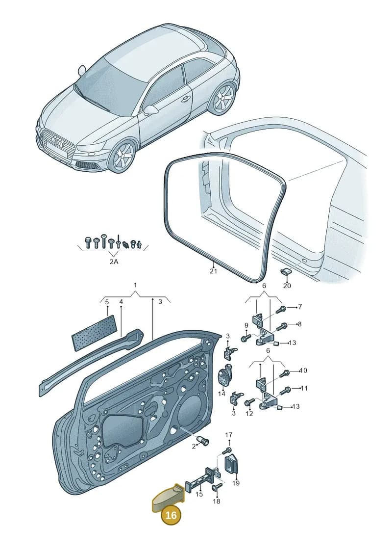 8X0837267 — Audi A1 Sportback (2014-2018) diagram 792831100, position 16
