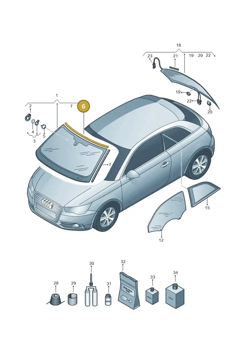 8X0845515 — Audi A1 Sportback (2010-2015) diagram 708845000, position 6
