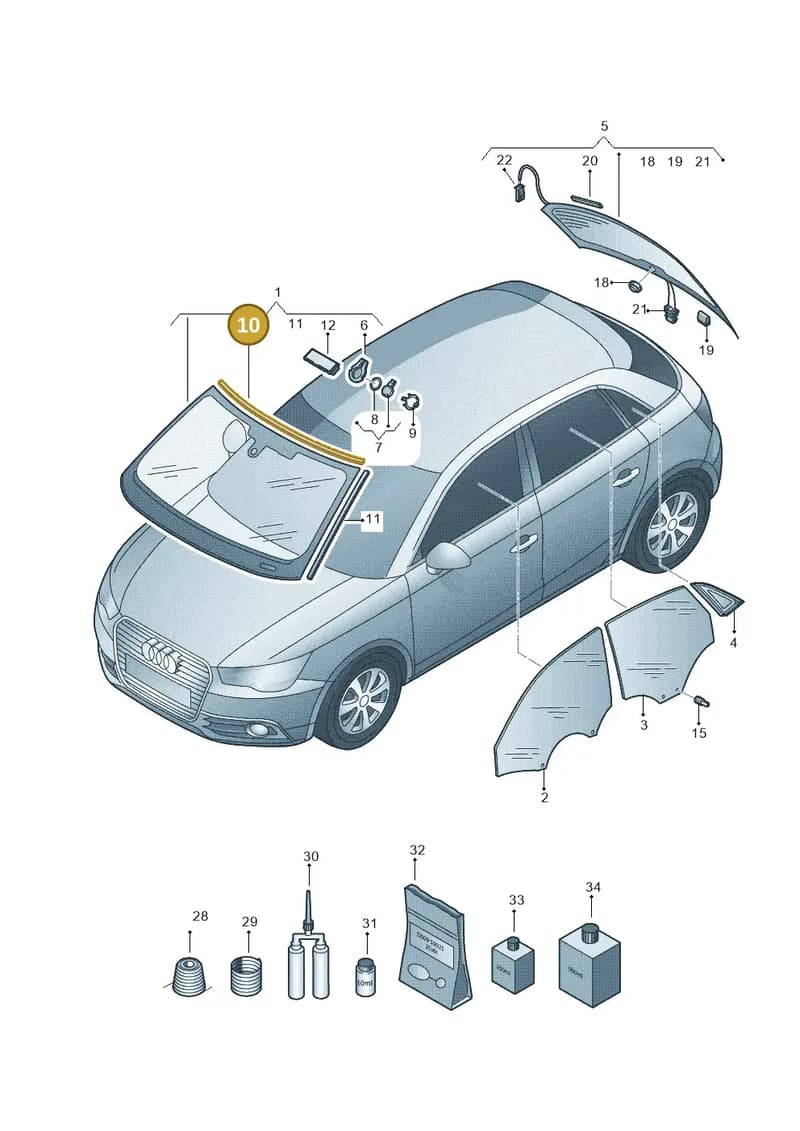 8X0845515 — Audi A1 Sportback (2010-2015) diagram 708845100, position 10