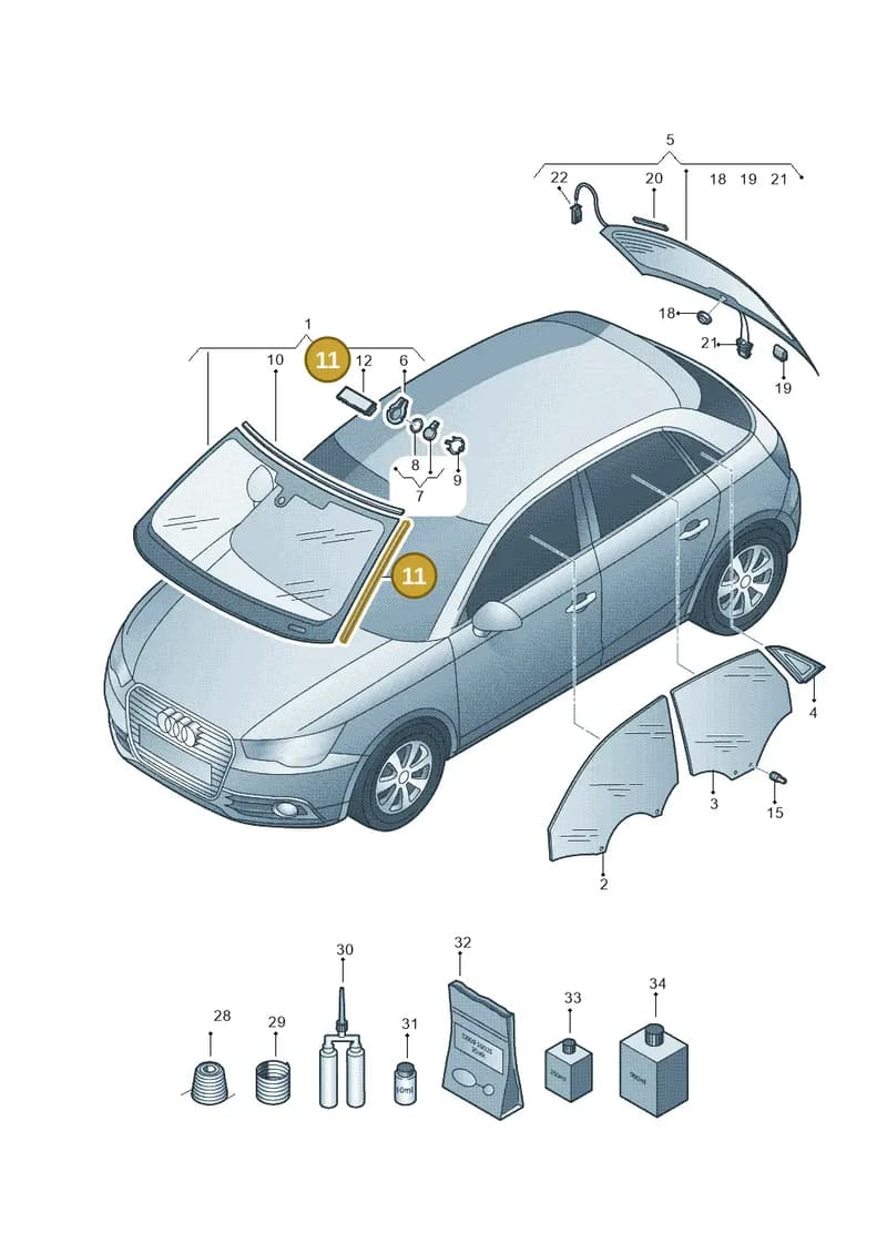 8X0853306 — Audi A1 Sportback (2010-2015) diagram 708845100, position 11