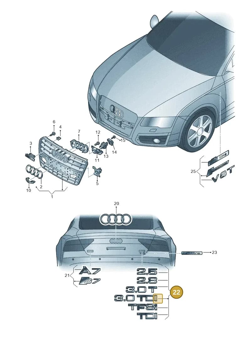 8X0853737A2ZZ — Audi A7 Sportback (2010-2015) diagram 711853300, position 22