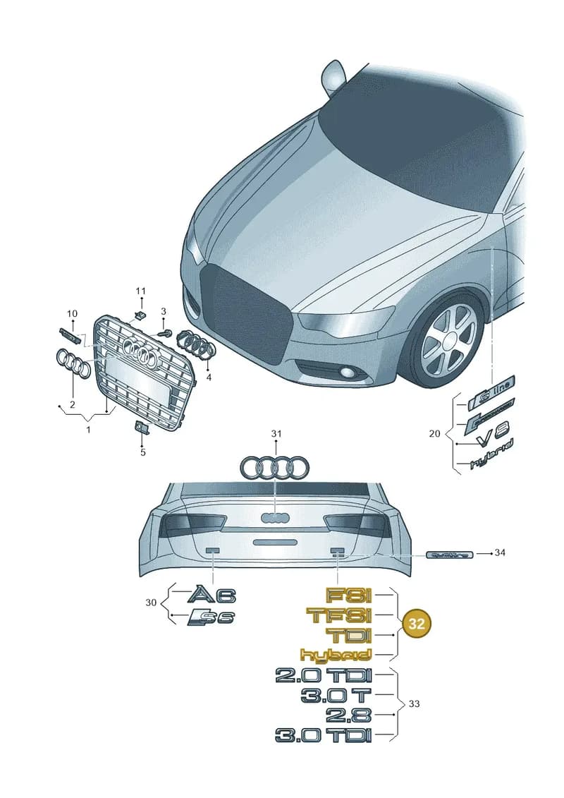 8X0853737A2ZZ — Audi A6 2.0 tdi (2010-2015) diagram 717853300, position 32