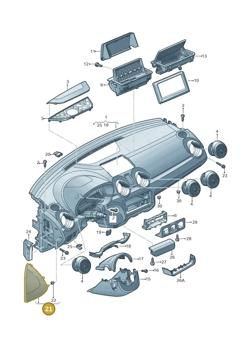 8X0857085A4PK — Audi A1 Sportback (2014-2018) diagram 708857100, position 21
