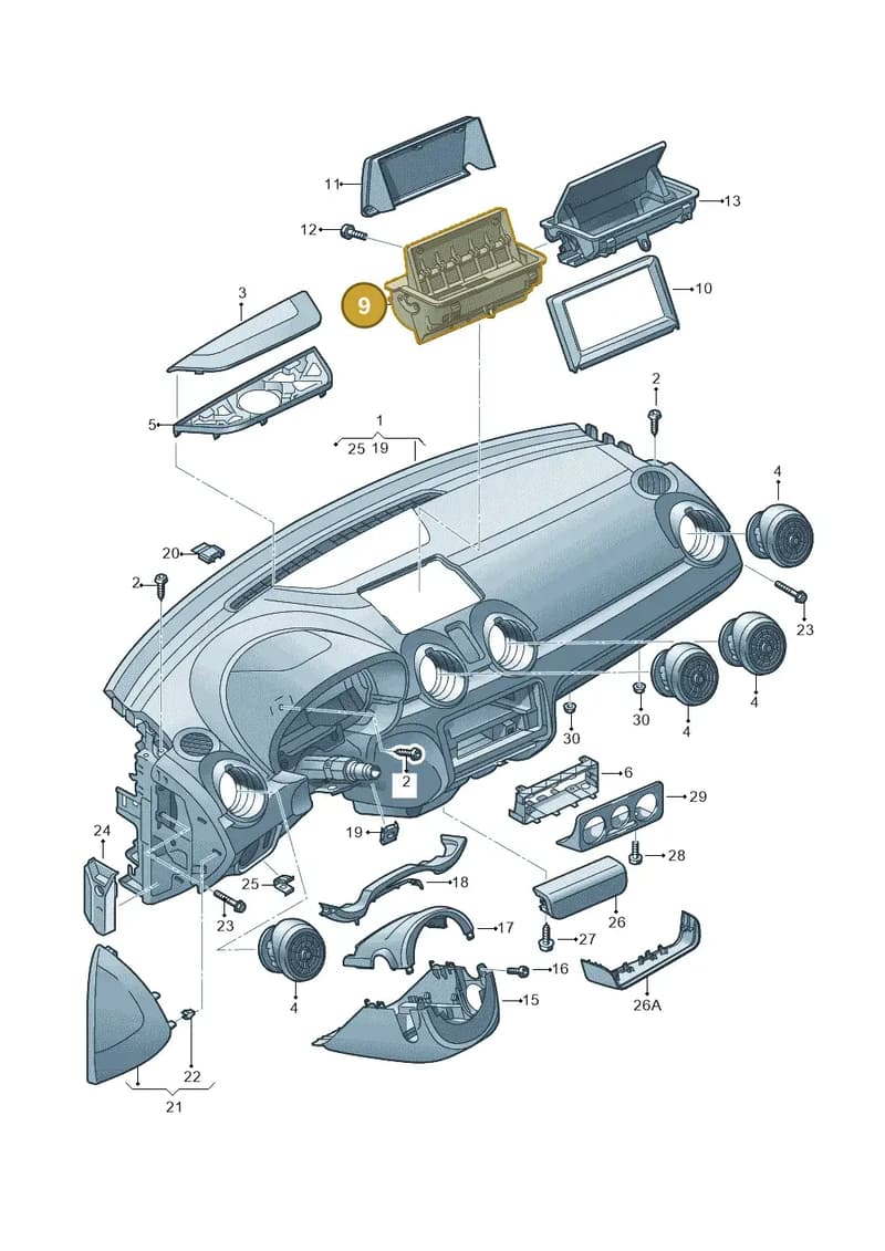 8X0857273B6PS — Audi A1 Sportback (2014-2018) diagram 708857100, position 9