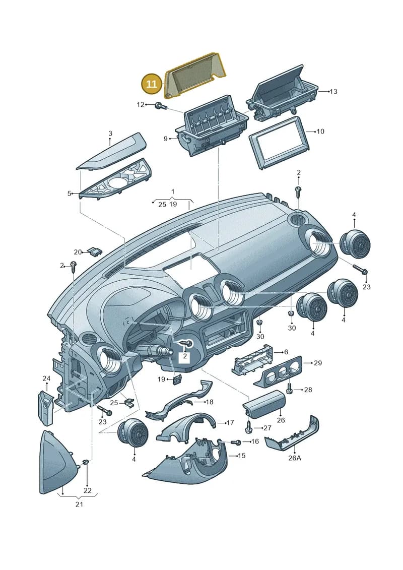 8X0857336A6PS — Audi A1 Sportback (2014-2018) diagram 708857100, position 11