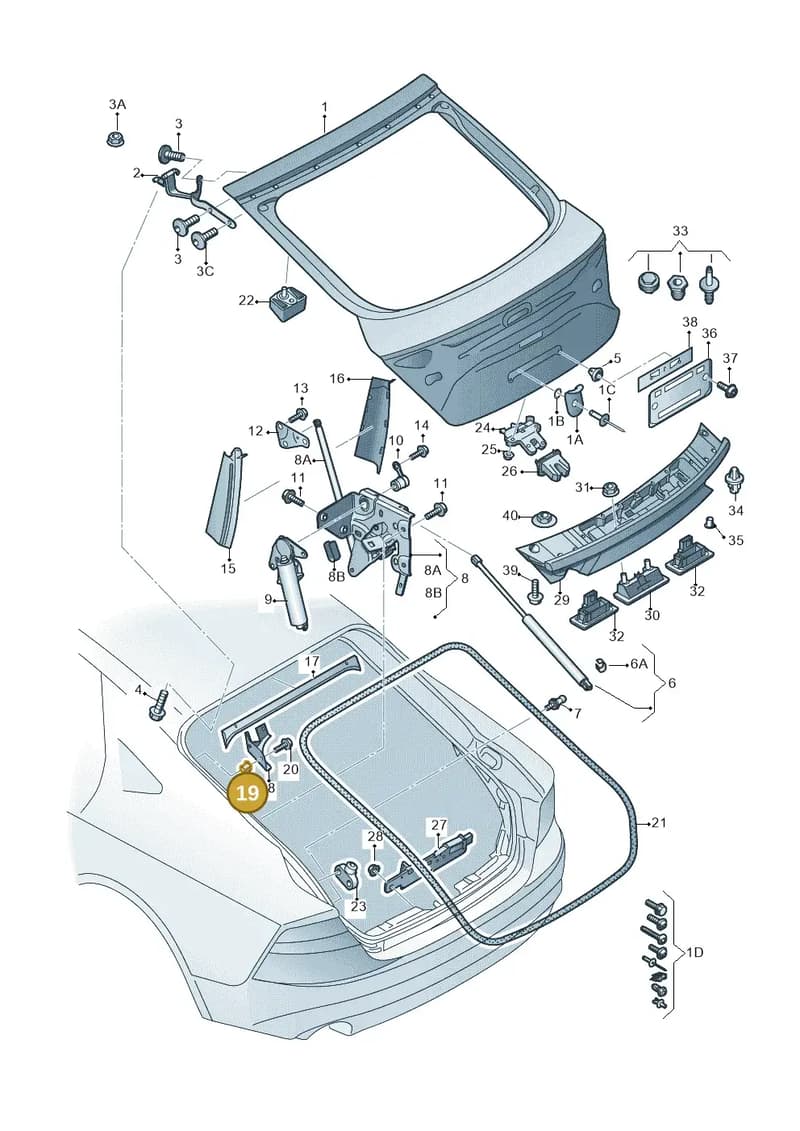 8X0867334 — Audi A7 Sportback (2010-2015) diagram 711827000, position 19