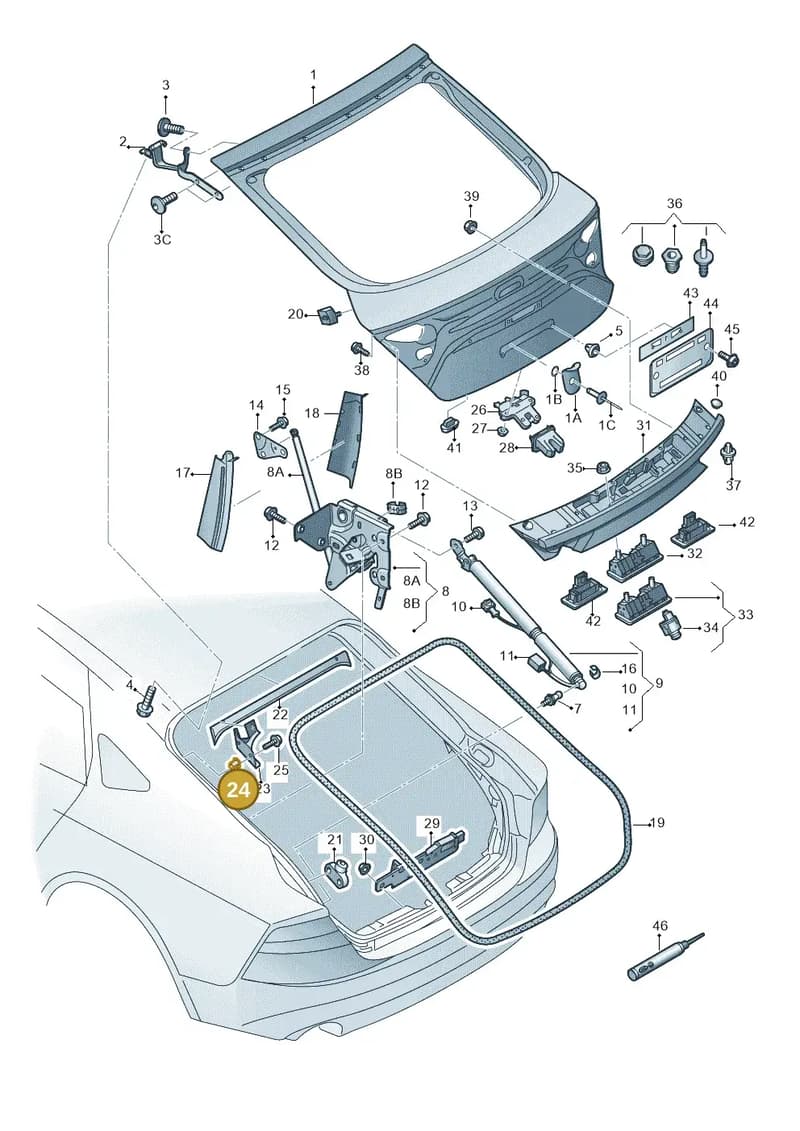 8X0867334 — Audi A7 Sportback (2014-2018) diagram 765827000, position 24