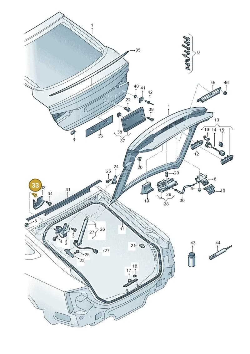 8X0867334 — Audi RS5 Sportback (2017-2025) diagram 897827100, position 33