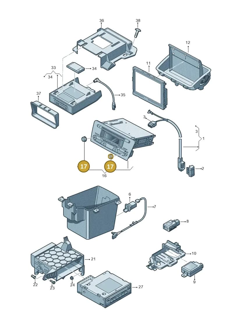 8X0919070B — Audi Q3 (2014-2019) diagram 728035380, position 17