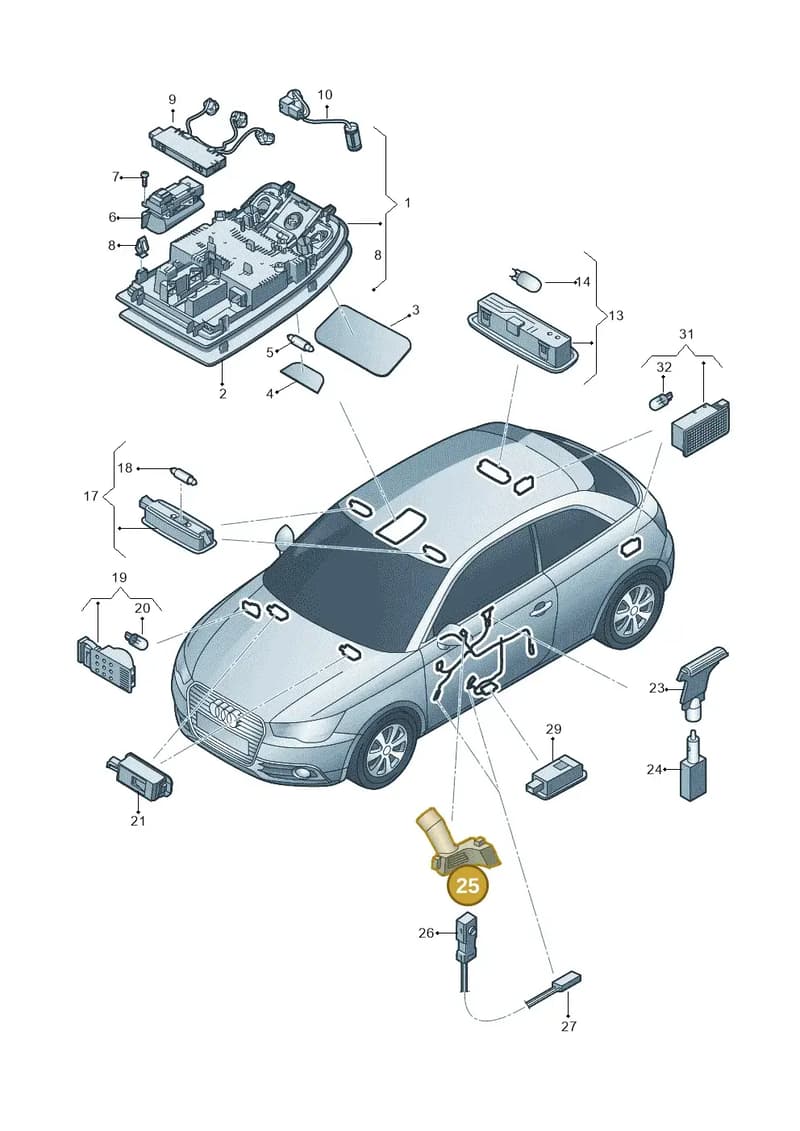 8X0919173 — Audi A1 Sportback (2010-2015) diagram 708947000, position 25