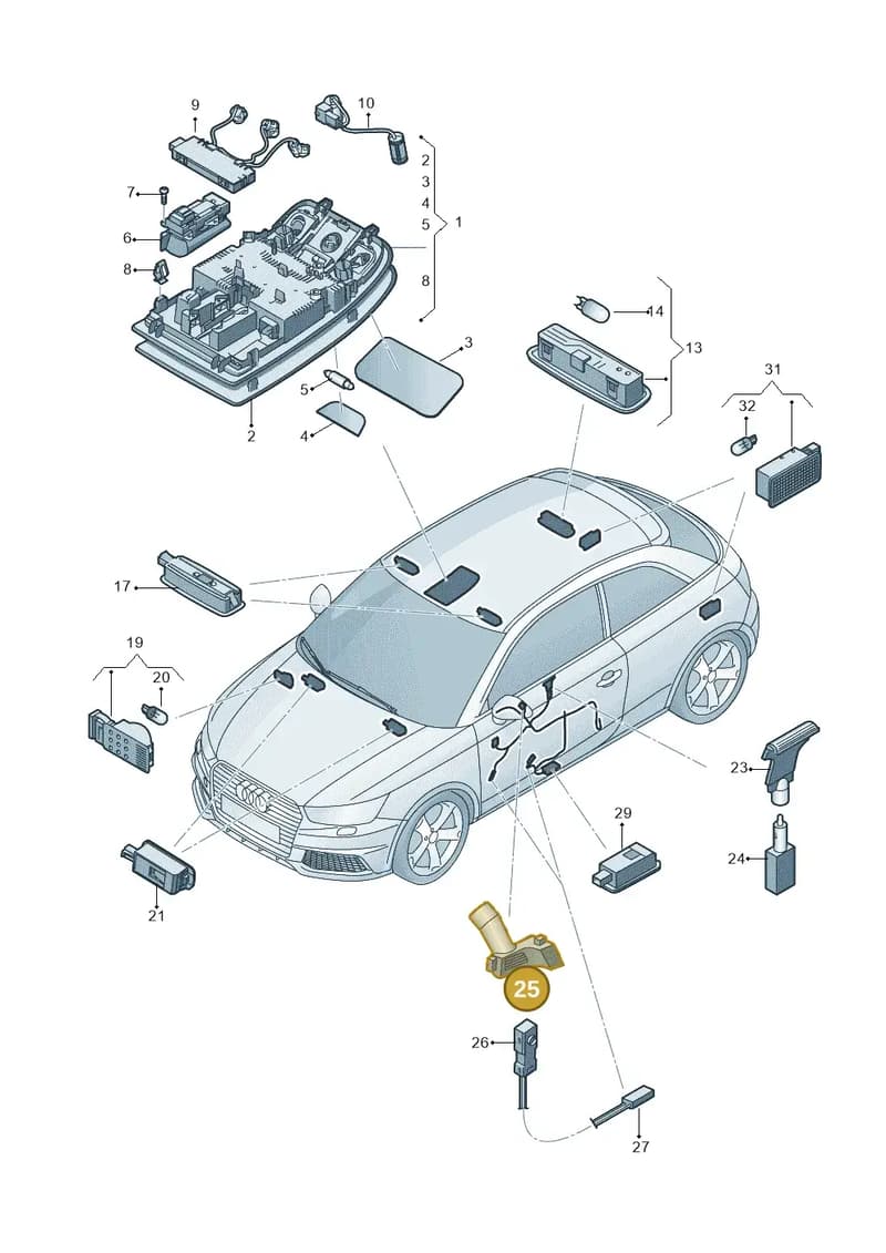 8X0919174 — Audi A1 Sportback (2014-2018) diagram 792947000, position 25