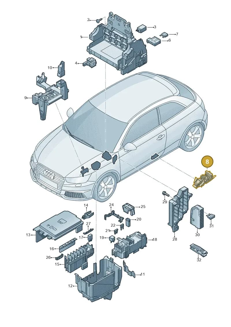 8X0937545 — Audi A1 Sportback (2014-2018) diagram 792937000, position 8