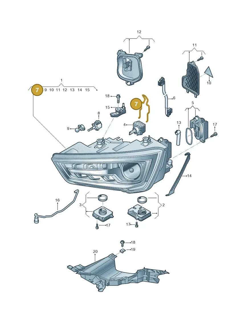 8X0941160 — Audi A1 Sportback (2014-2018) diagram 792941050, position 7