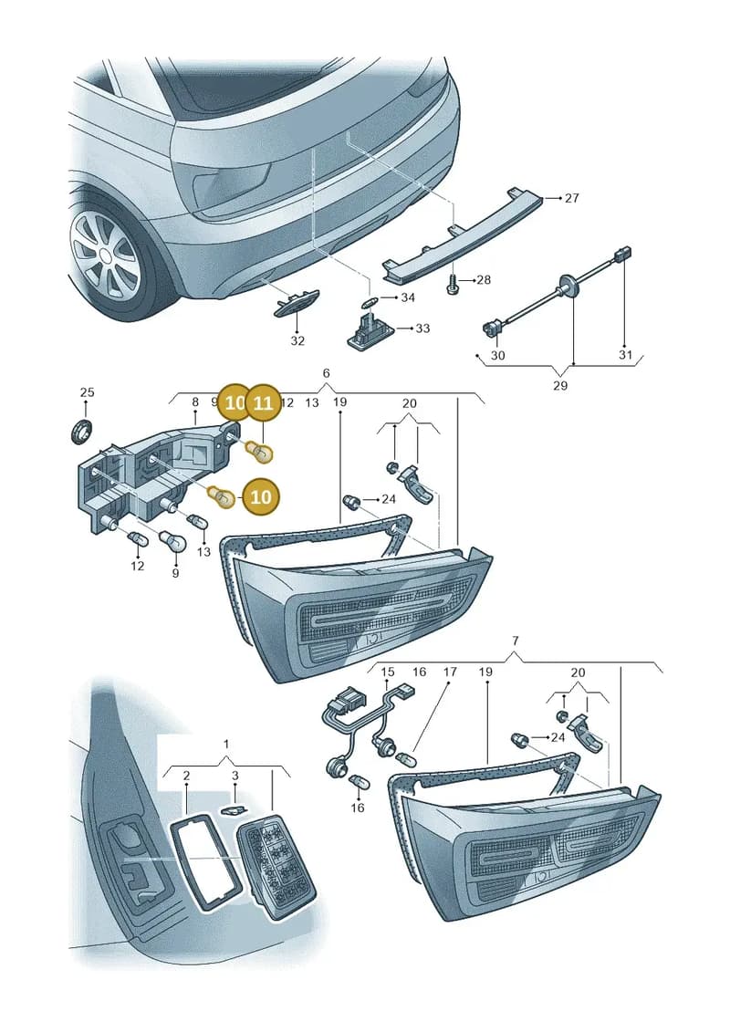 8X0945981 — Audi A1 Sportback (2010-2015) diagram 708945000, position 10+11