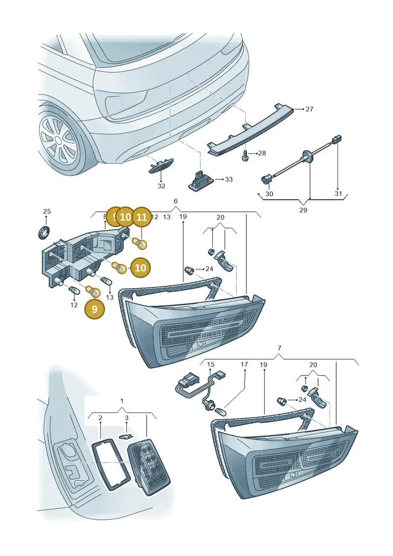 8X0945981 — Audi A1 Sportback (2014-2018) diagram 792945000, position 9+10+11