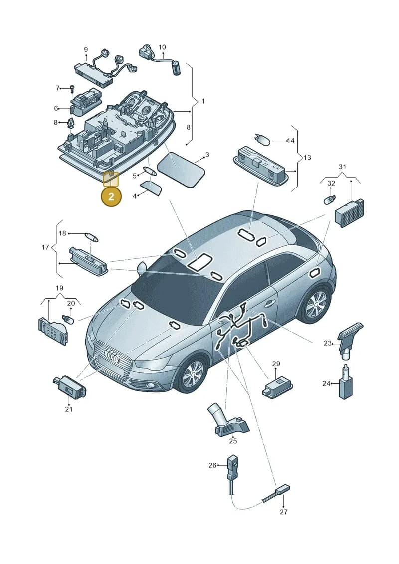 8X0947133A6PS — Audi A1 Sportback (2010-2015) diagram 708947000, position 2