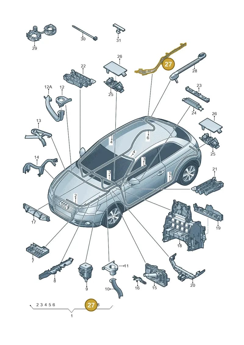 8X0971615 — Audi A1 Sportback (2010-2015) diagram 708971800, position 27