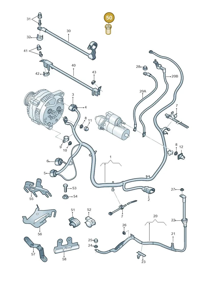 8X0972501A — Audi A1 Sportback (2010-2015) diagram 708972000, position 50