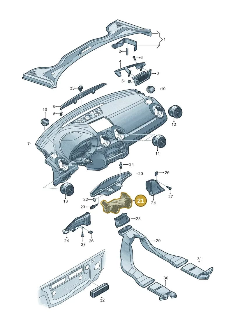 8X1819409A — Audi A1 Sportback (2014-2018) diagram 708819300, position 21