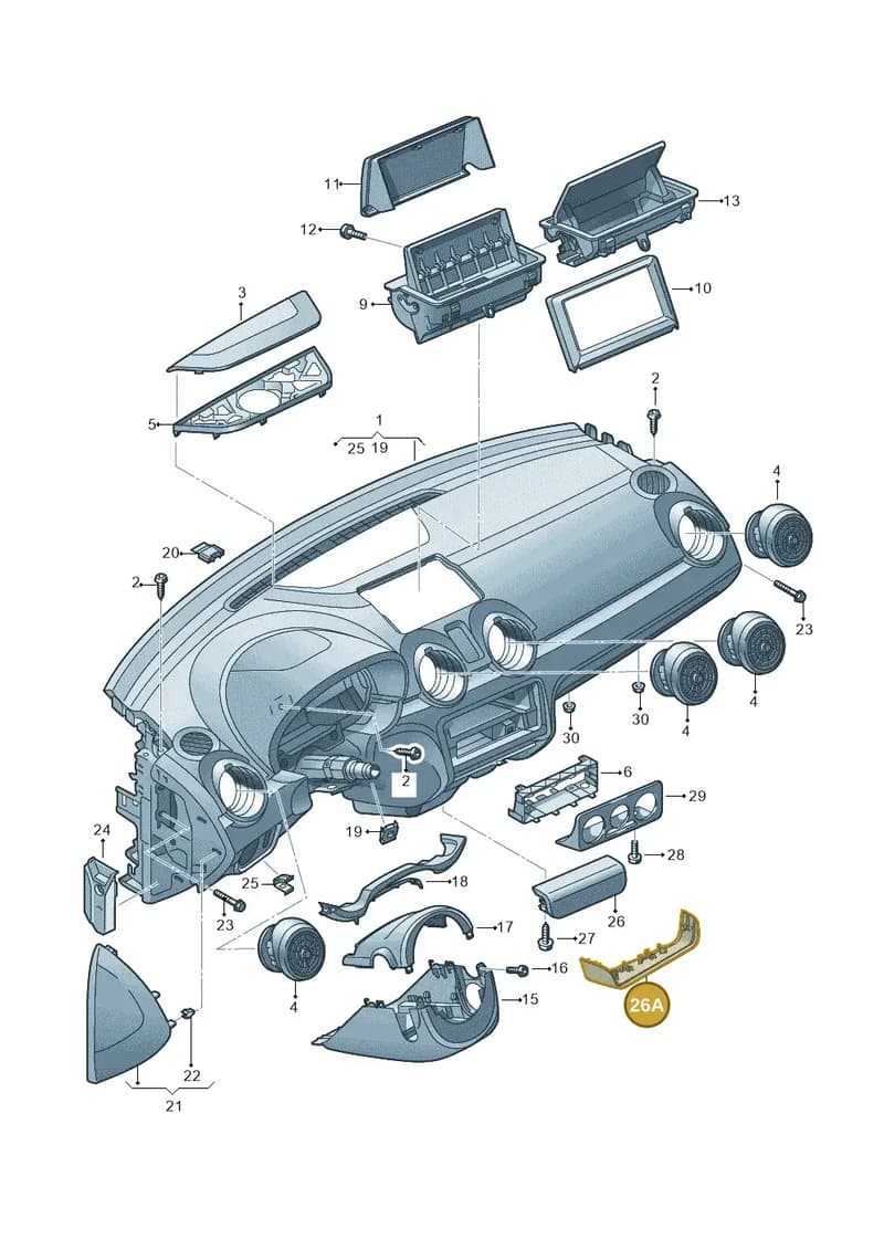 8X18571856PS — Audi A1 Sportback (2014-2018) diagram 708857100, position 26A