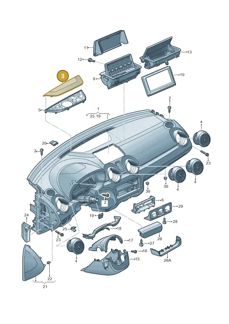 8X18573676PS — Audi A1 Sportback (2014-2018) diagram 708857100, position 3