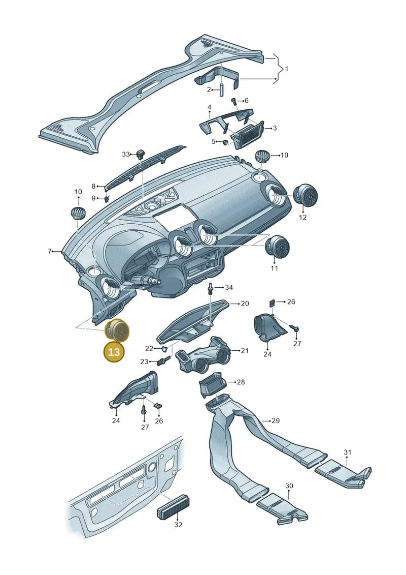8X2820902C3Q7 — Audi A1 Sportback (2014-2018) diagram 708819300, position 13