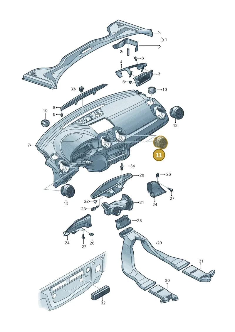 8X2820951EDST — Audi A1 Sportback (2014-2018) diagram 708819300, position 11