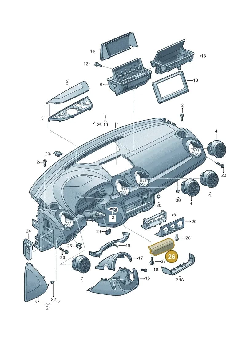 8X2857851 — Audi A1 Sportback (2014-2018) diagram 708857100, position 26