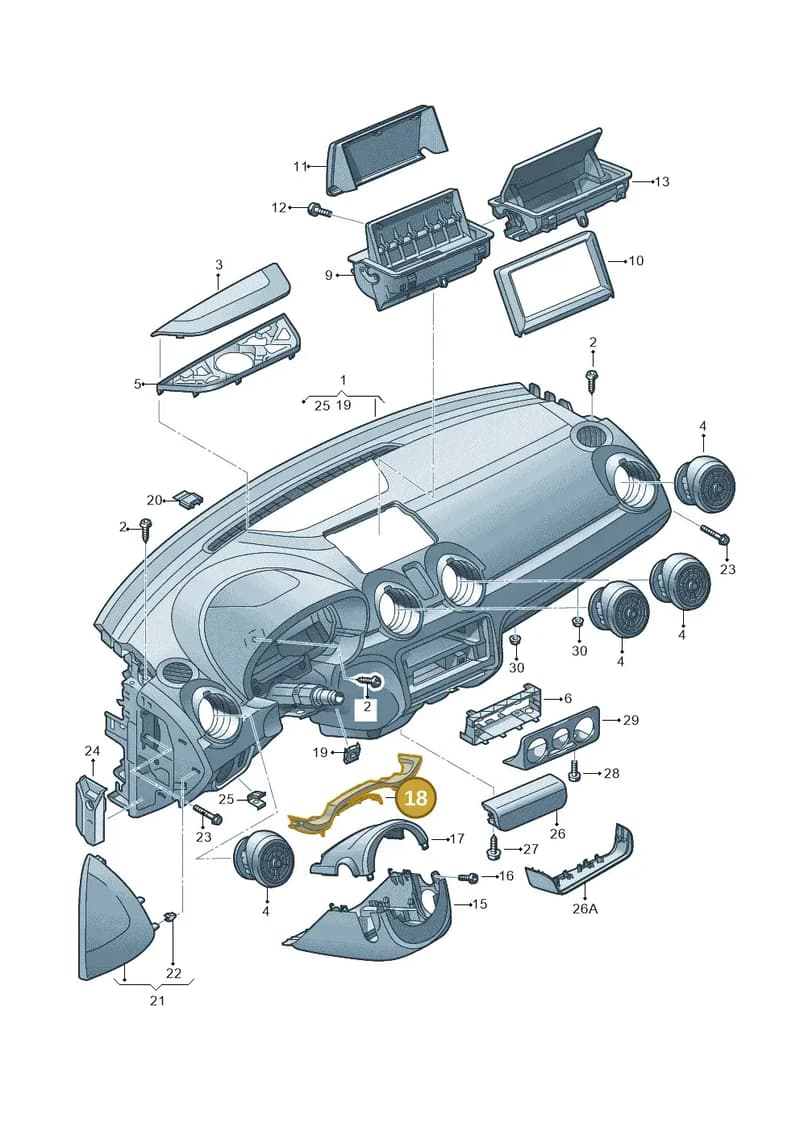 8X28583456PS — Audi A1 Sportback (2014-2018) diagram 708857100, position 18