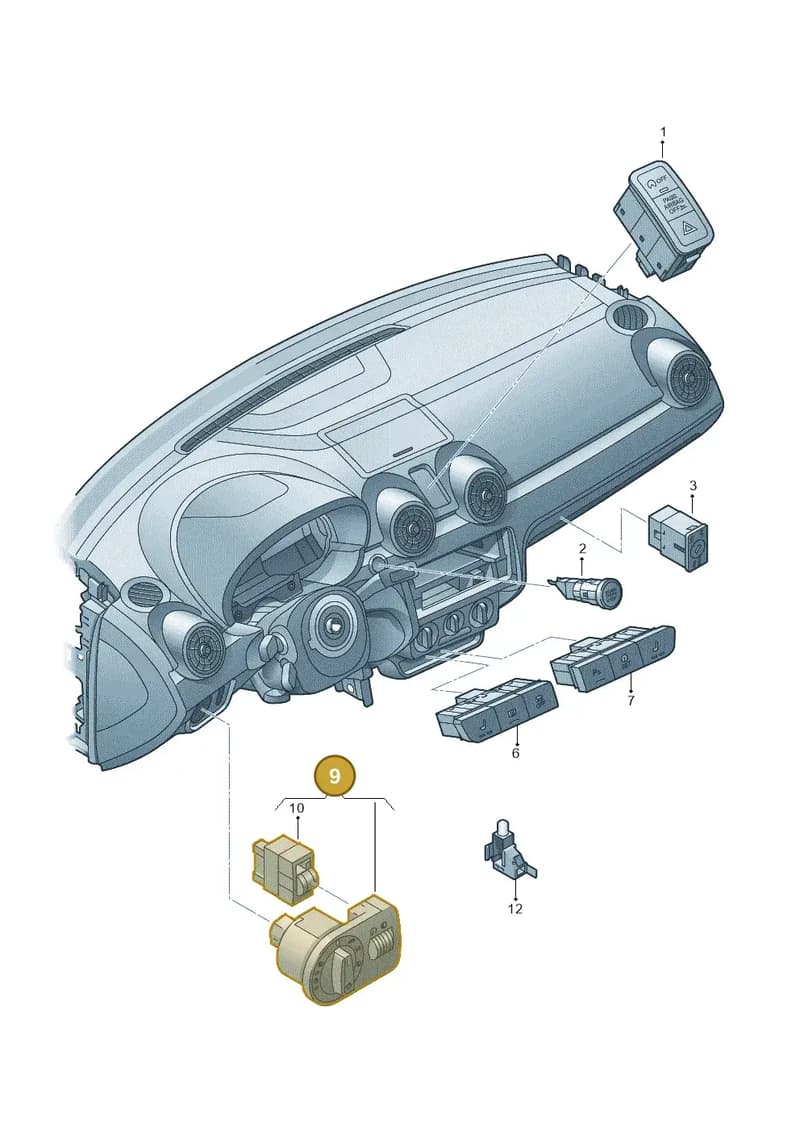 8X2941531M5PR — Audi A1 Sportback (2014-2018) diagram 708941500, position 9
