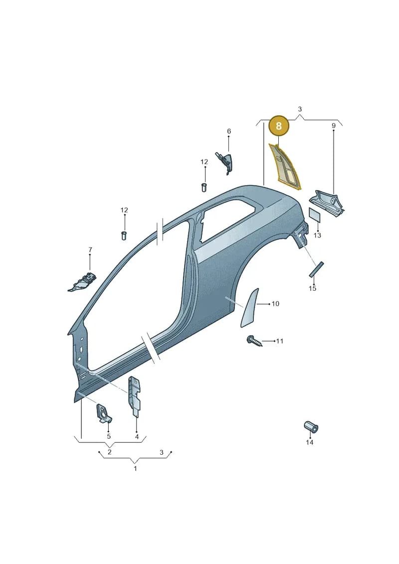 8X3809650 — Audi A1 Sportback (2014-2018) diagram 708809500, position 8