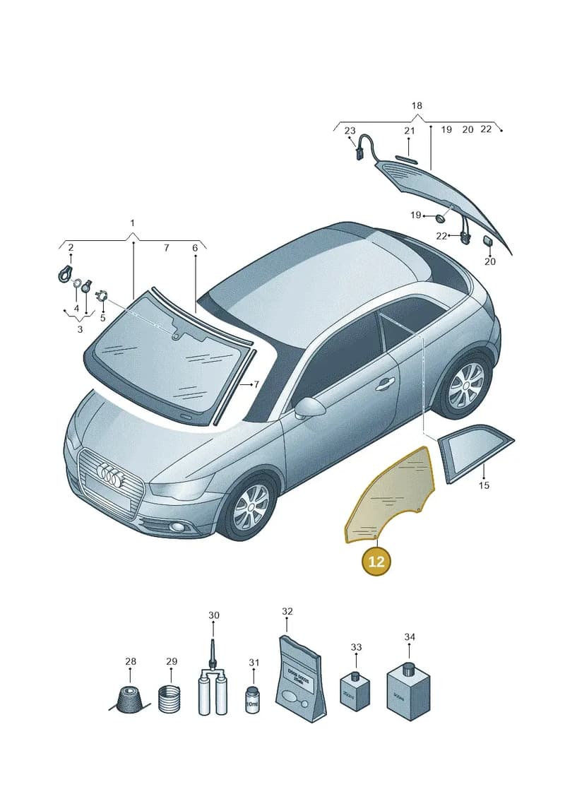 8X3845201 — Audi A1 Sportback (2010-2015) diagram 708845000, position 12
