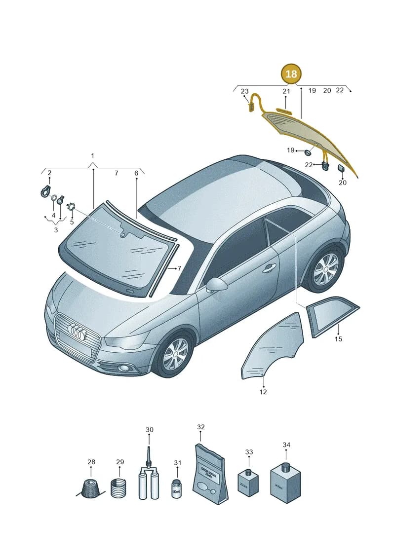 8X3845501CNVB — Audi A1 Sportback (2010-2015) diagram 708845000, position 18