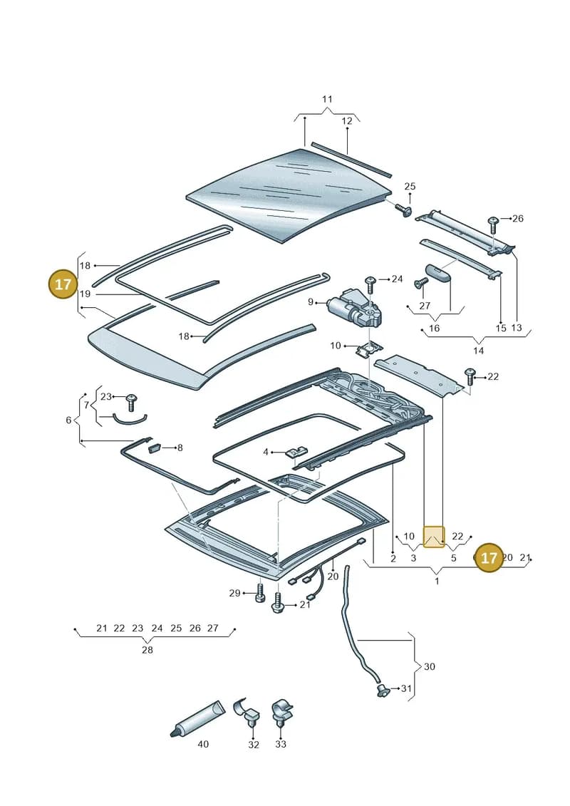 8X3877155A — Audi A1 Sportback (2014-2018) diagram 708877000, position 17