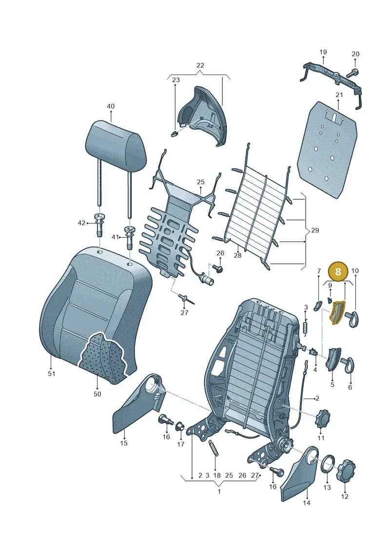 8X3881608A4PK — Audi A1 Sportback (2010-2015) diagram 708881500, position 8