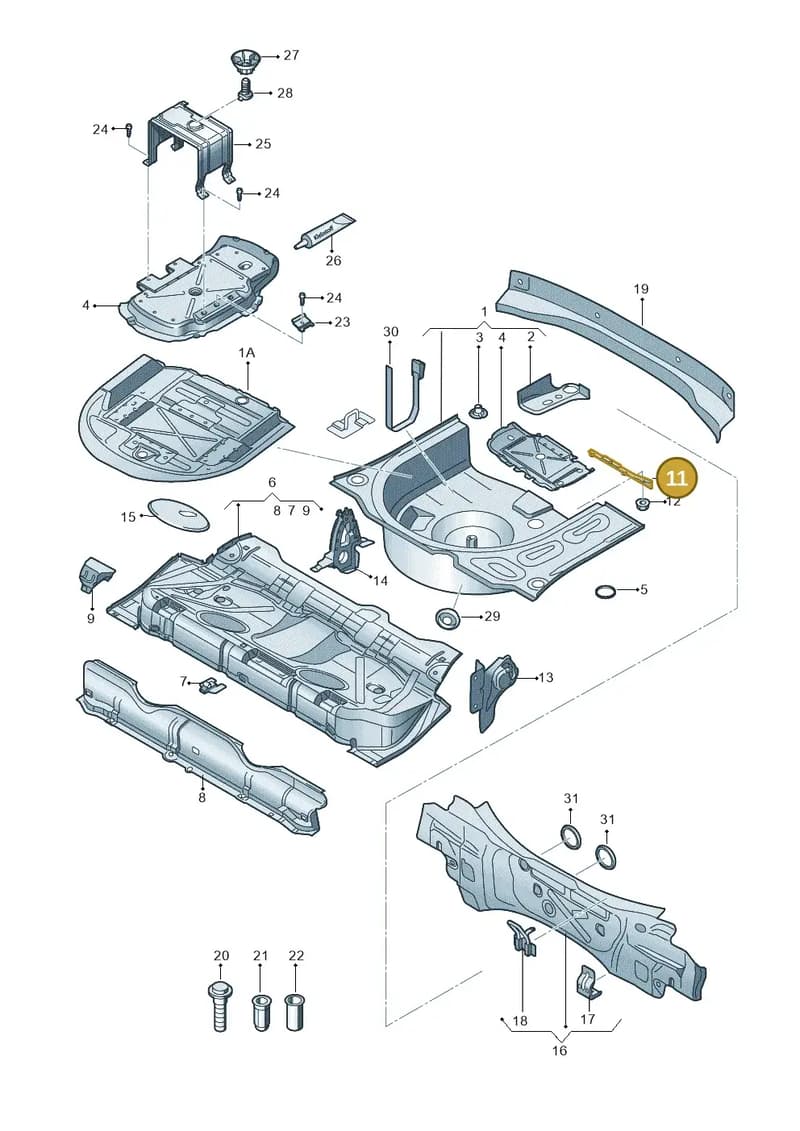 8X4802103 — Audi A1 Sportback (2014-2018) diagram 708813000, position 11