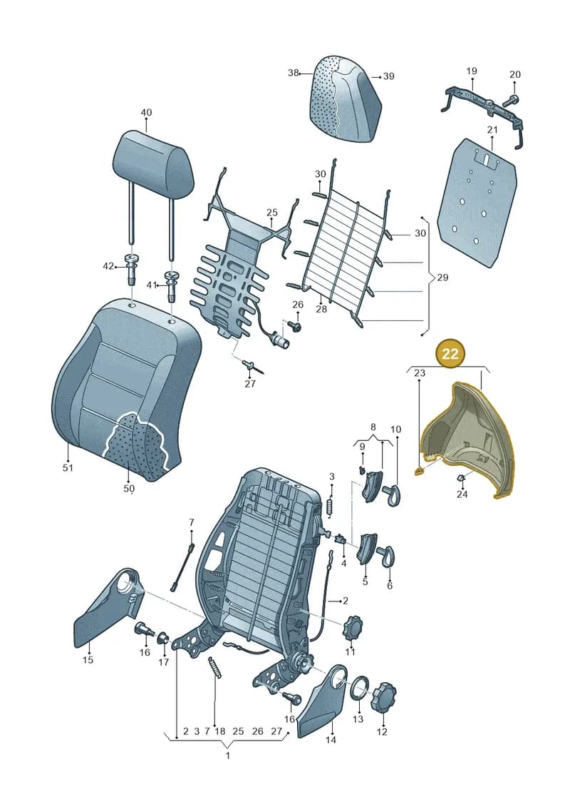 8X4881989DV58 — Audi A1 Sportback (2014-2018) diagram 792881500, position 22