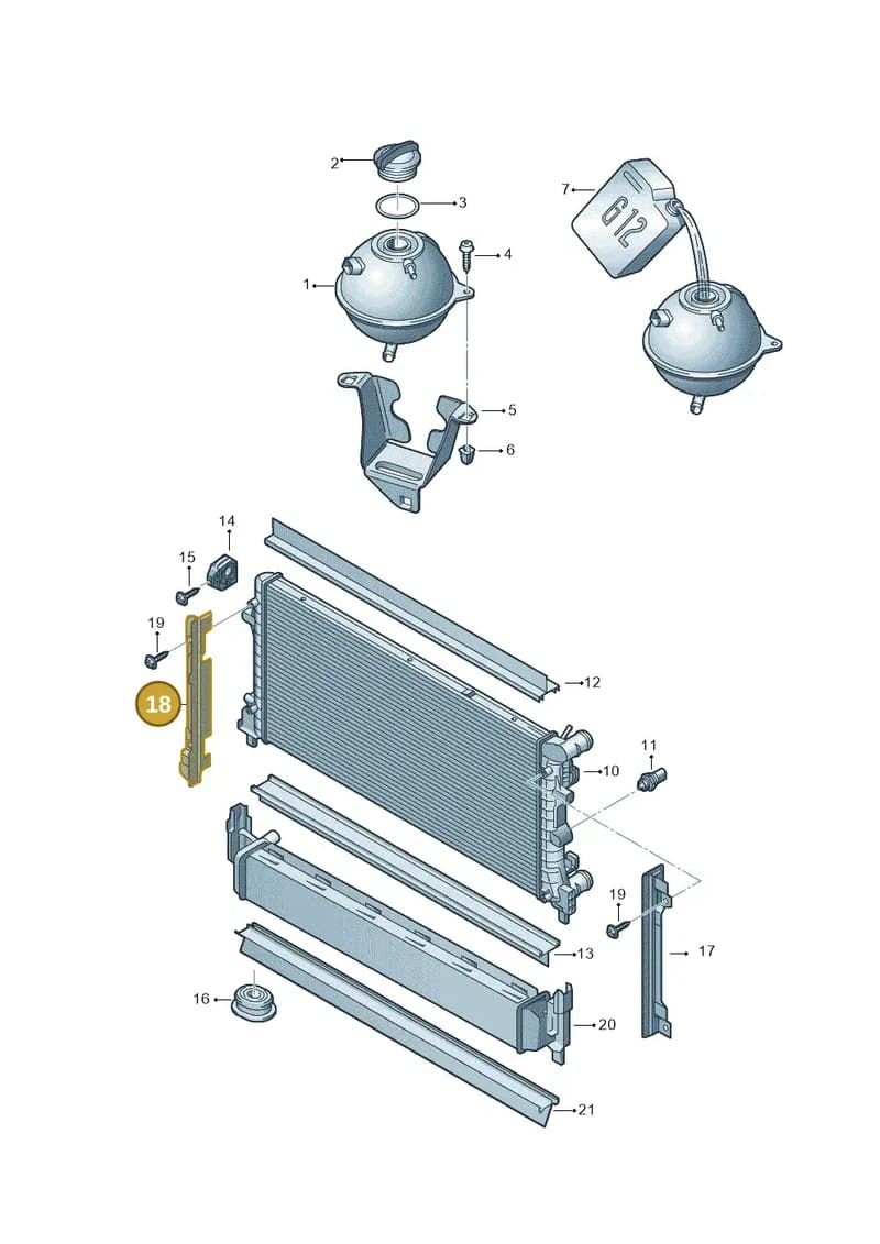8XA121332B — Audi A1 Sportback (2014-2018) diagram 708121760, position 18