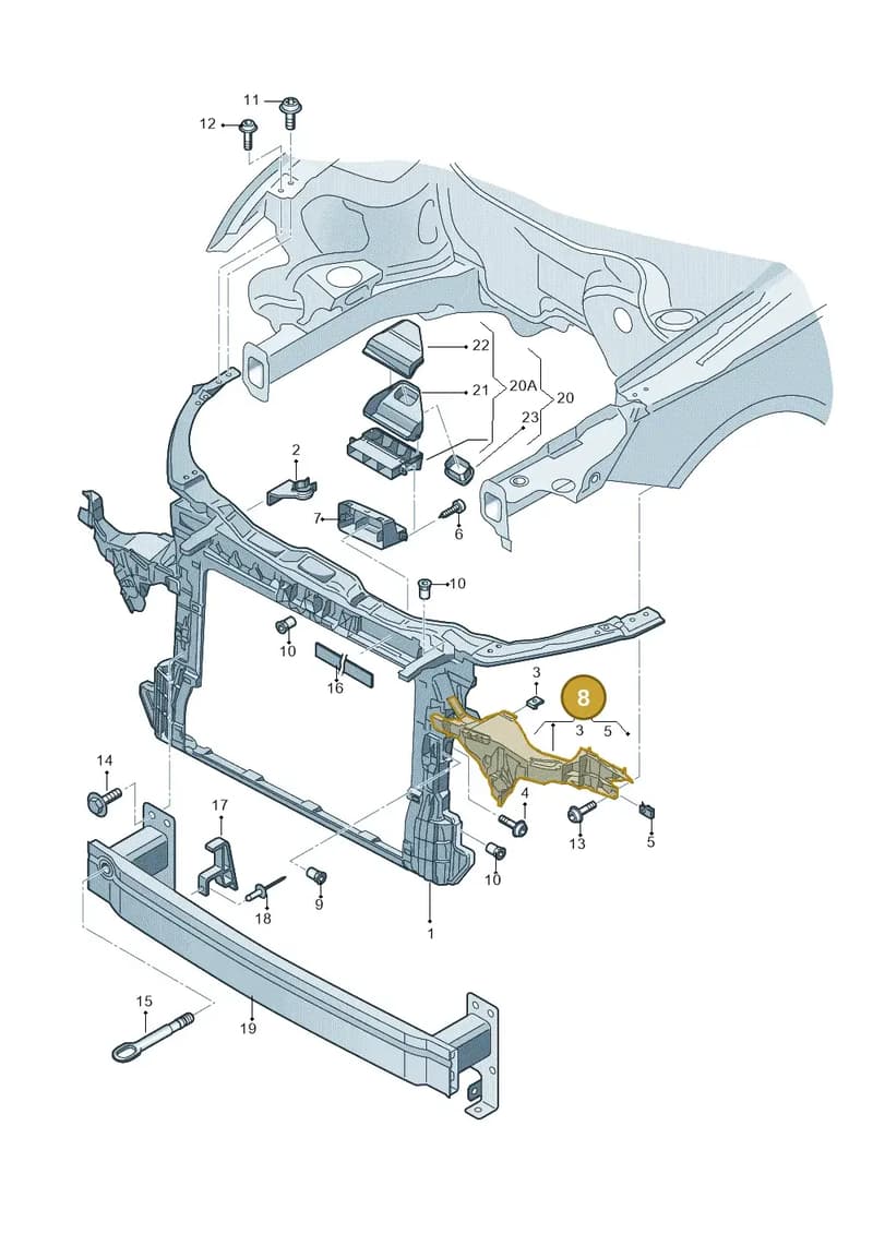8XA805608 — Audi A1 Sportback (2014-2018) diagram 792805000, position 8