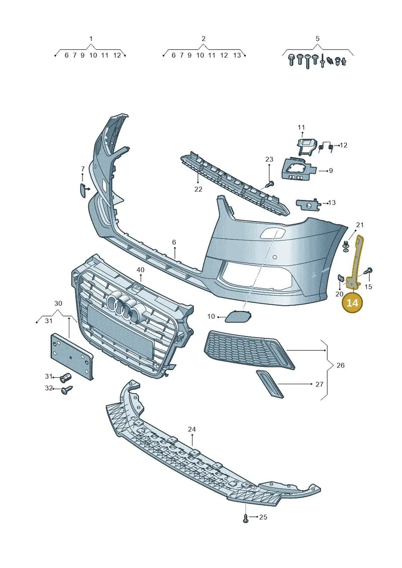 8XA807084 — Audi A1 Sportback (2014-2018) diagram 792807300, position 14