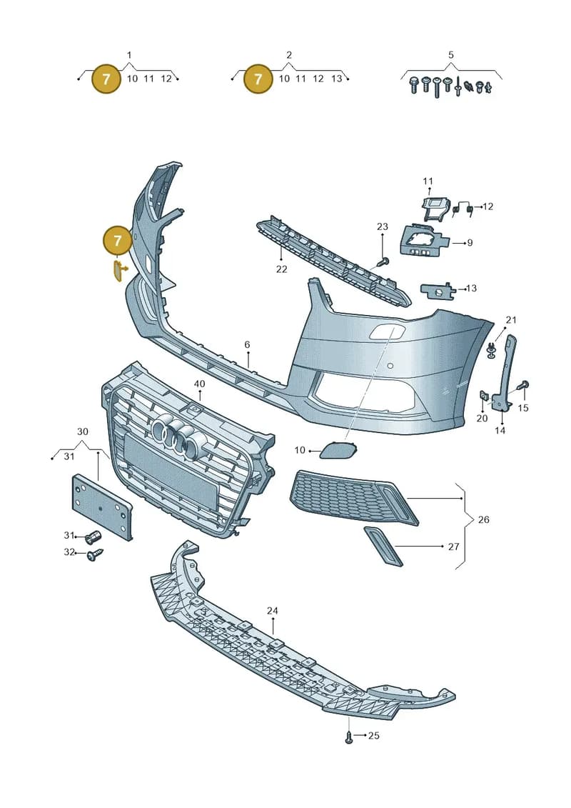 8XA807241AGRU — Audi A1 Sportback (2014-2018) diagram 792807300, position 7